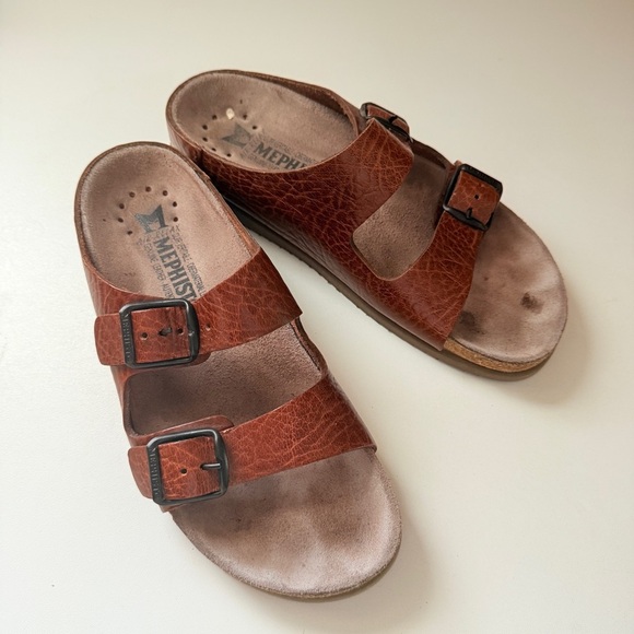 Mephisto Chestnut Leather Buckle Sandals EU 37 / US 6–6.5 - Picture 1 of 6